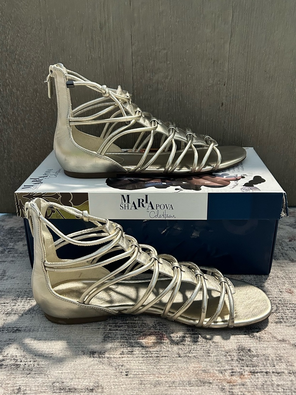 Maria Sharapova x Cole Haan Air Marcela Flat Sandals - White Gold